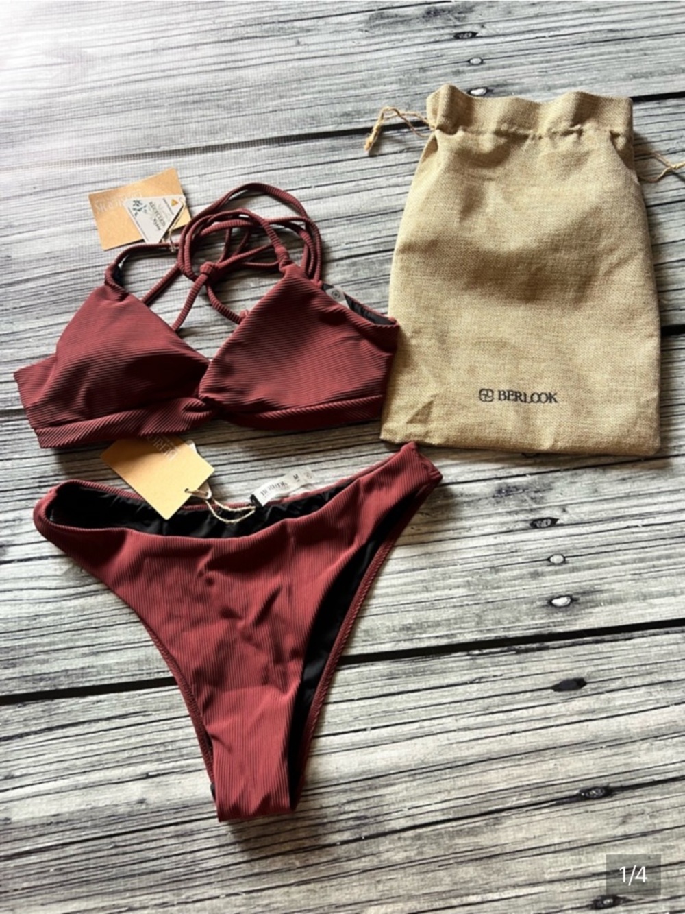 Berlook Brown Ribbed Women’s Bikini Set New with Tags